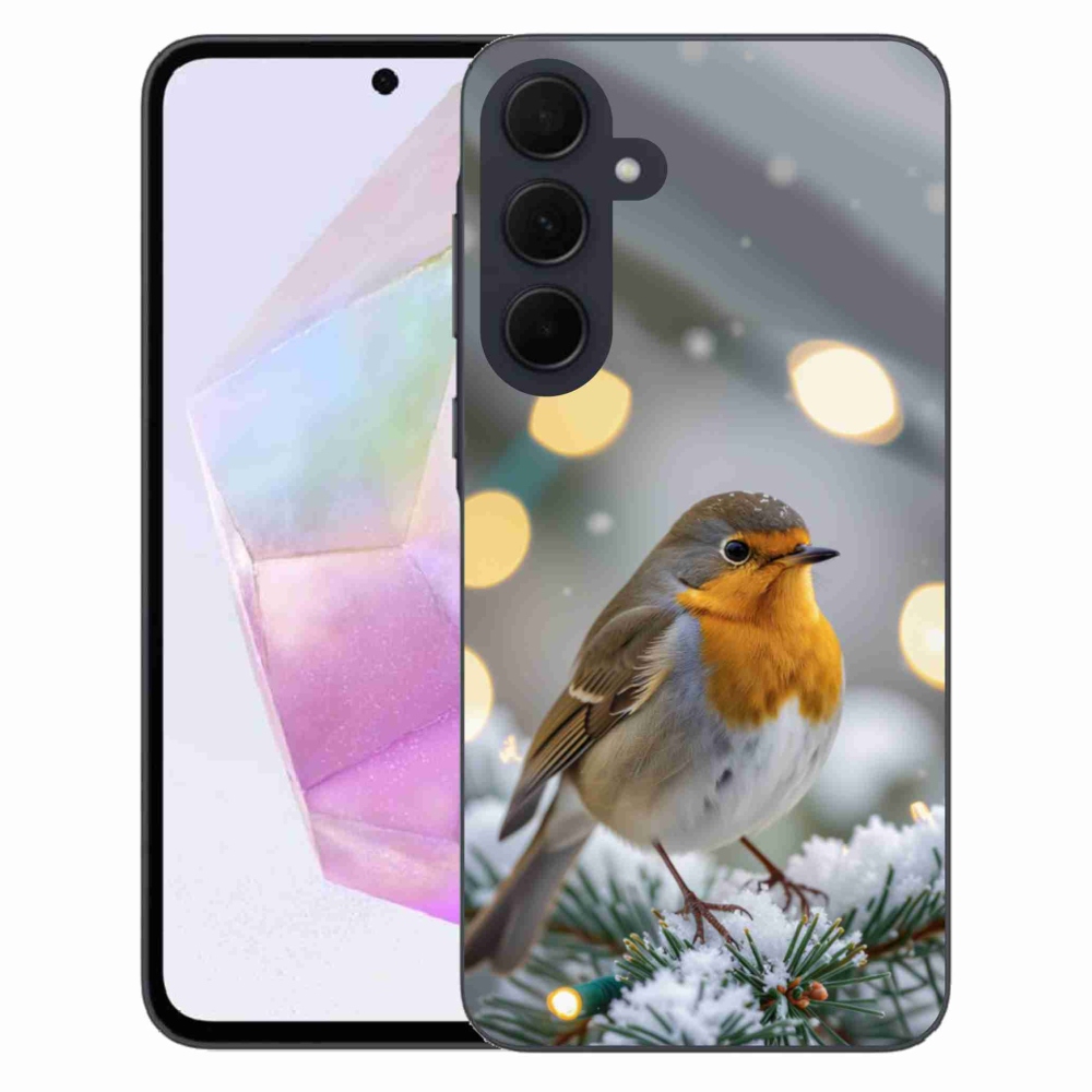 Gelový kryt mmCase na Samsung Galaxy A35 5G - červenka v zimě