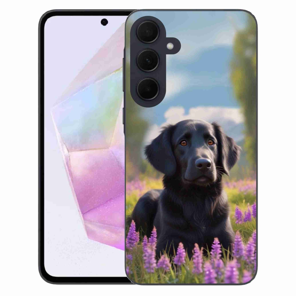 Gelový kryt mmCase na Samsung Galaxy A35 5G - elegantní černý retrívr