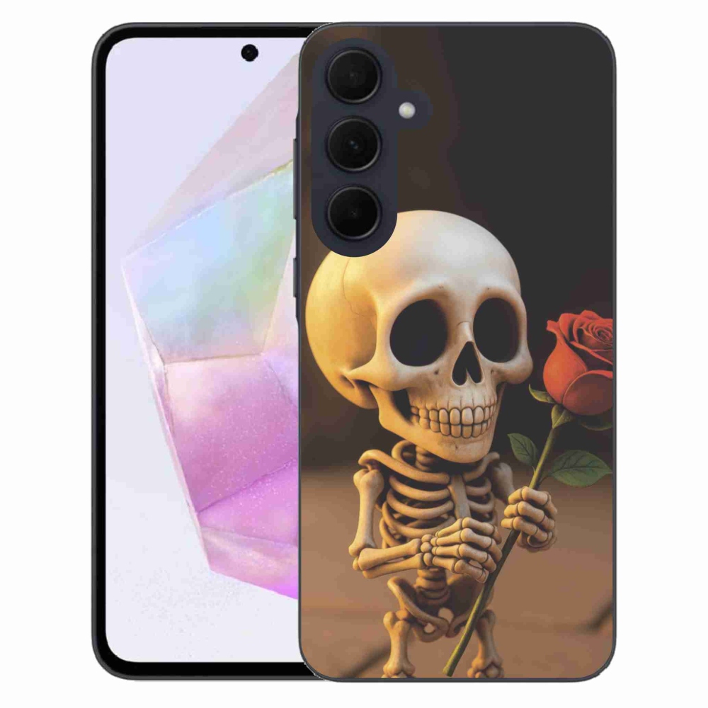 Gelový kryt mmCase na Samsung Galaxy A35 5G - kostlivec s růží