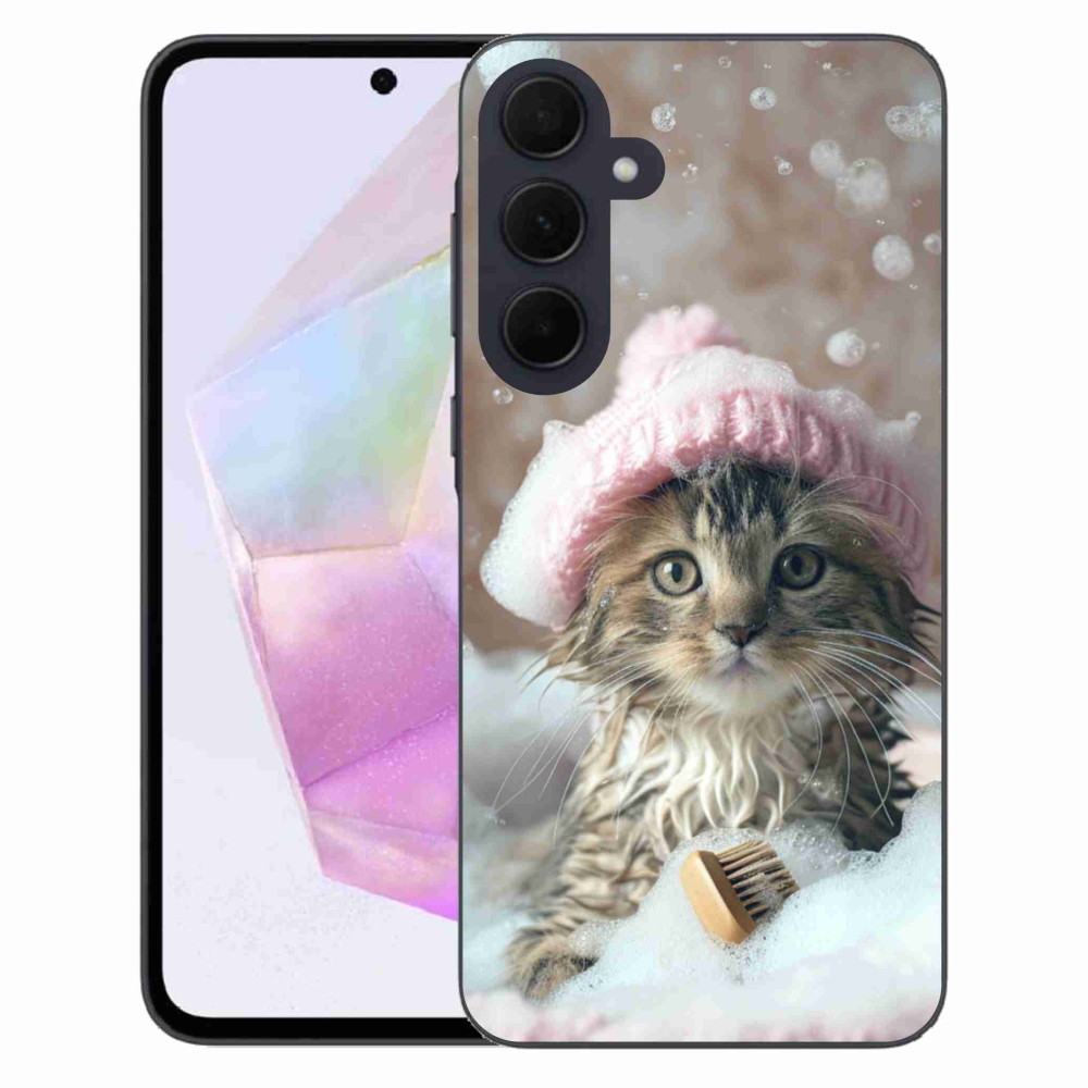 Gelový kryt mmCase na Samsung Galaxy A35 5G - kotě a koupel