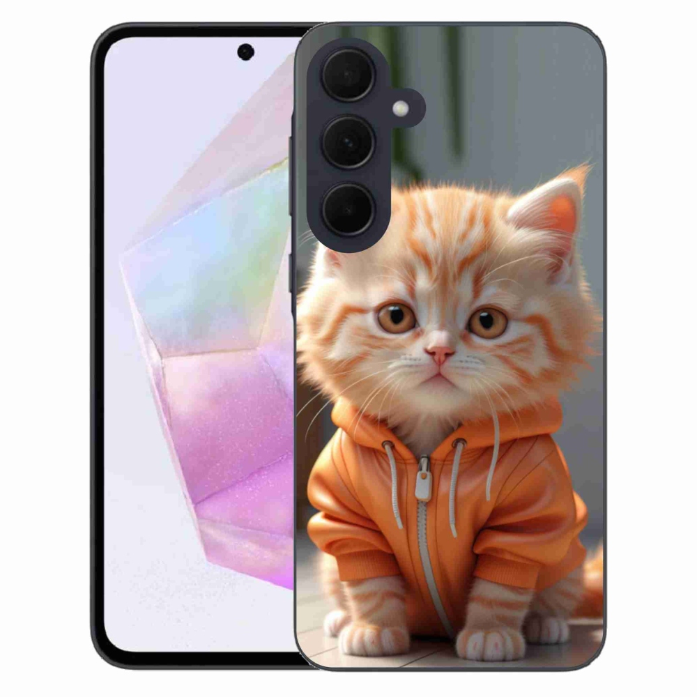 Gelový kryt mmCase na Samsung Galaxy A35 5G - kotě v mikině