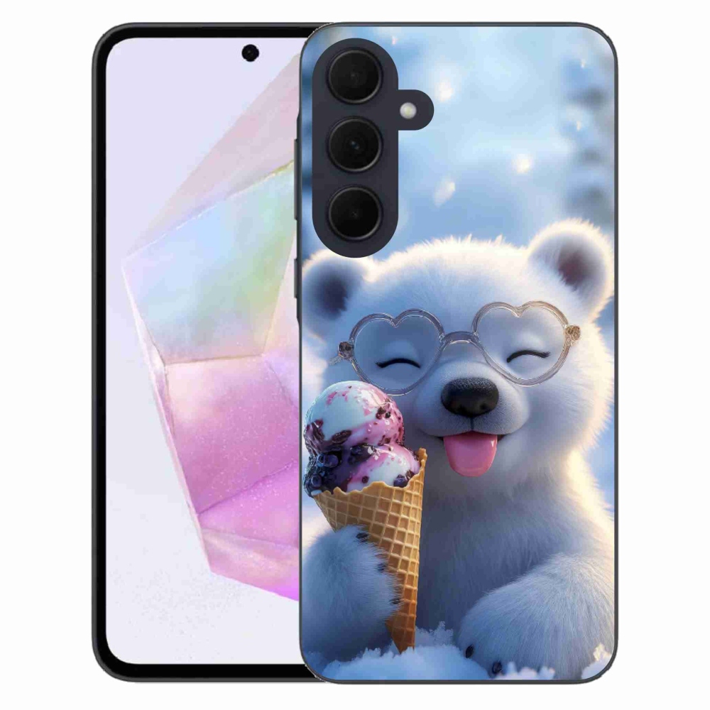 Gelový kryt mmCase na Samsung Galaxy A35 5G - medvídek se zmrzlinou