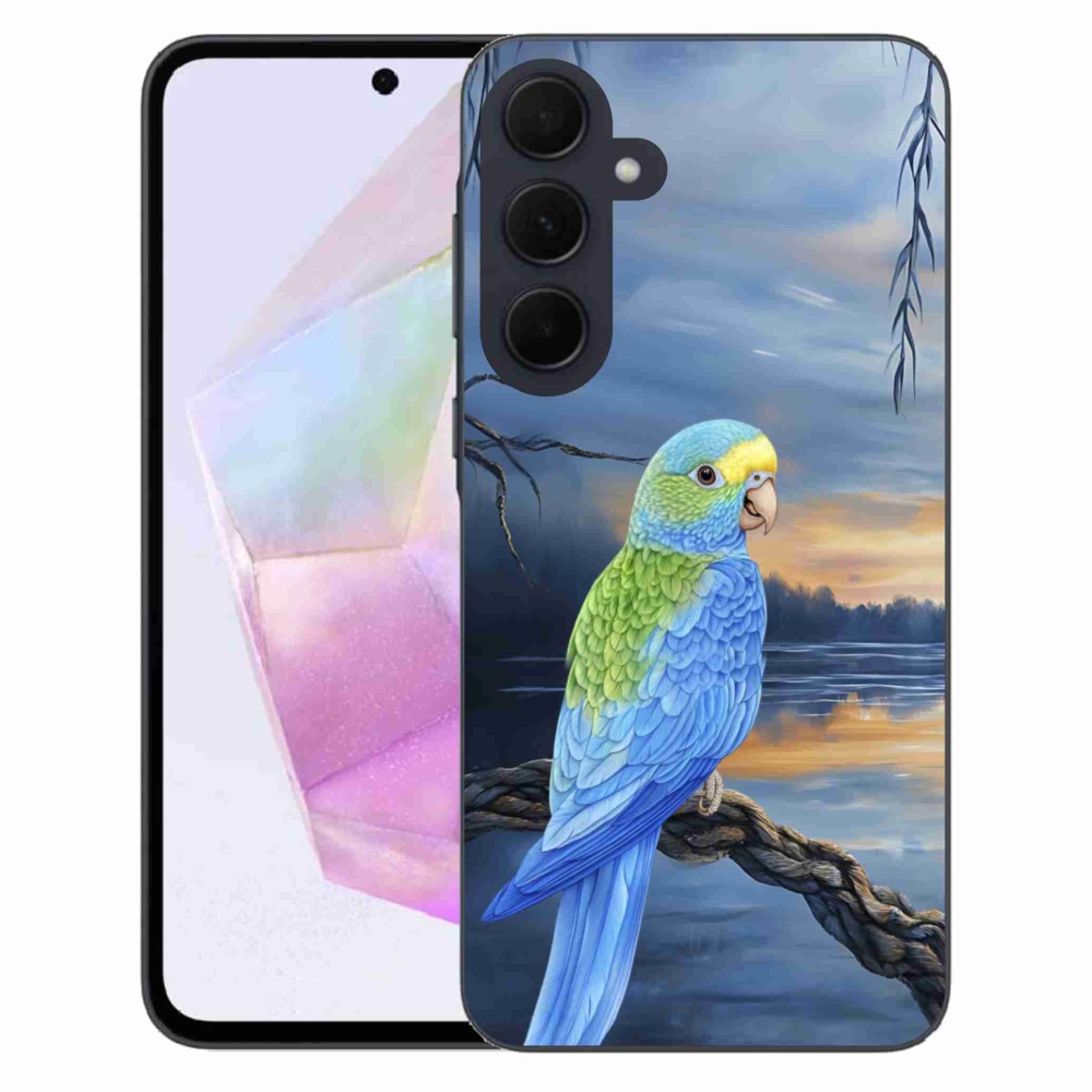 Gelový kryt mmCase na Samsung Galaxy A35 5G - modrý papoušek