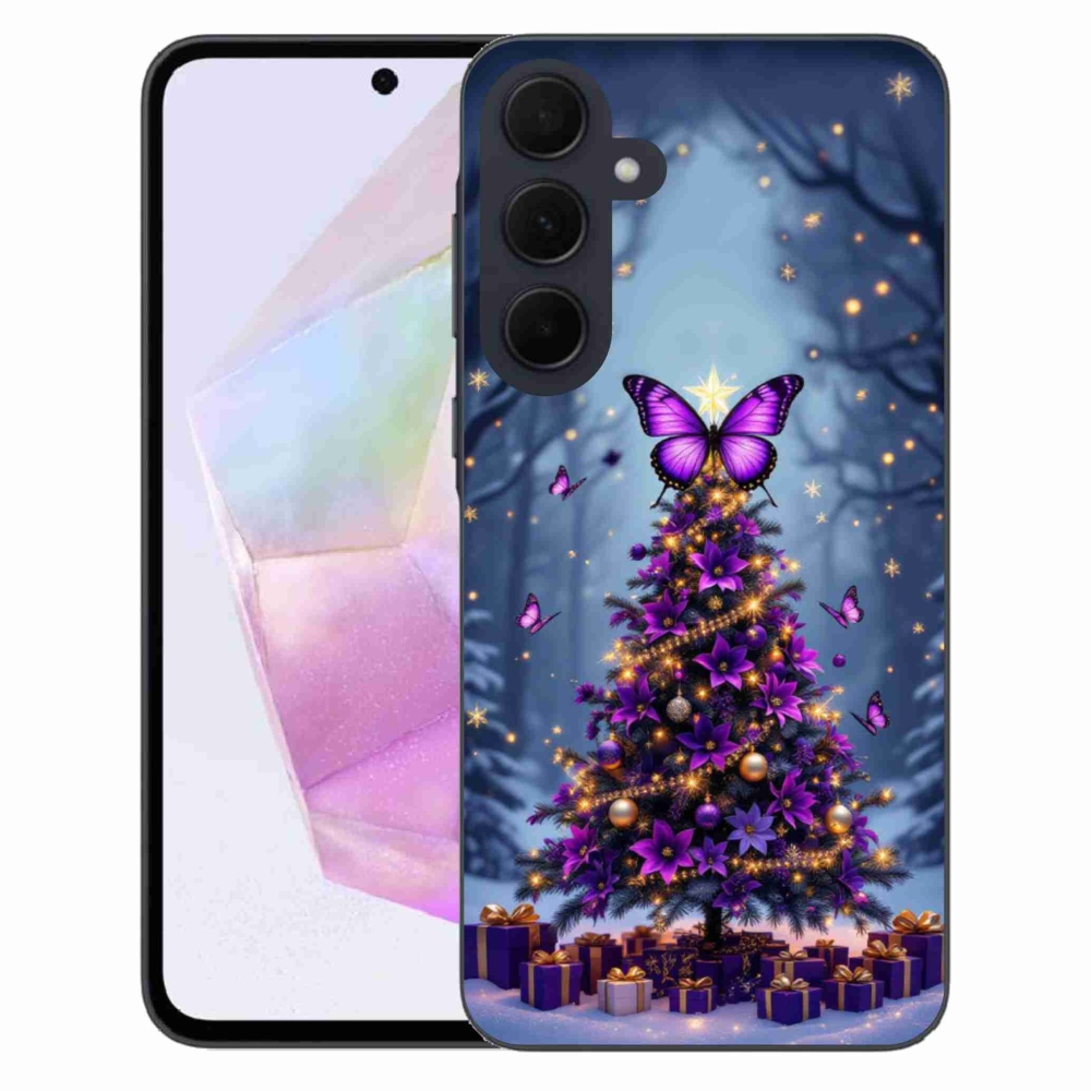 Gelový kryt mmCase na Samsung Galaxy A35 5G - motýlí vánoční stromek