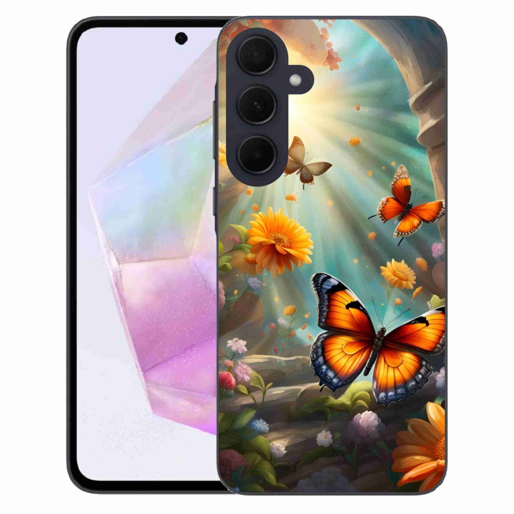 Gelový kryt mmCase na Samsung Galaxy A35 5G - motýlí zahrada 2