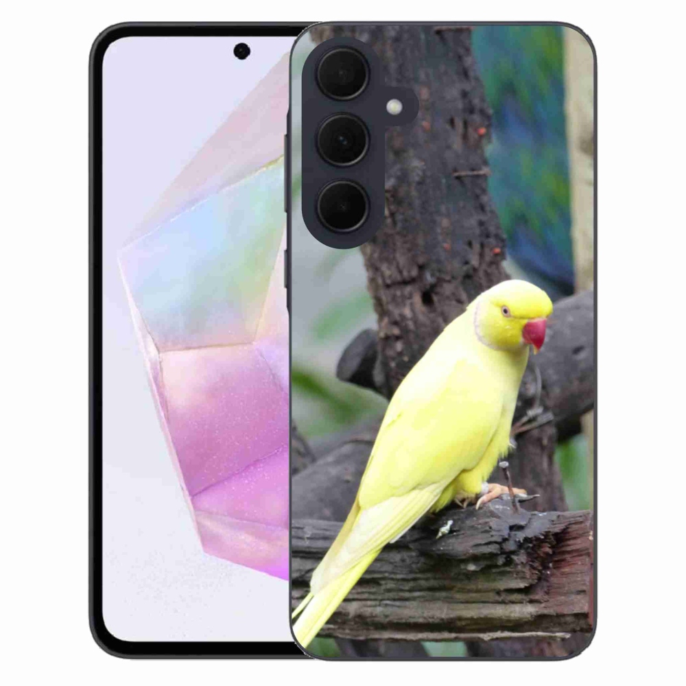 Gelový kryt mmCase na Samsung Galaxy A35 5G - papoušek alexandr žlutý
