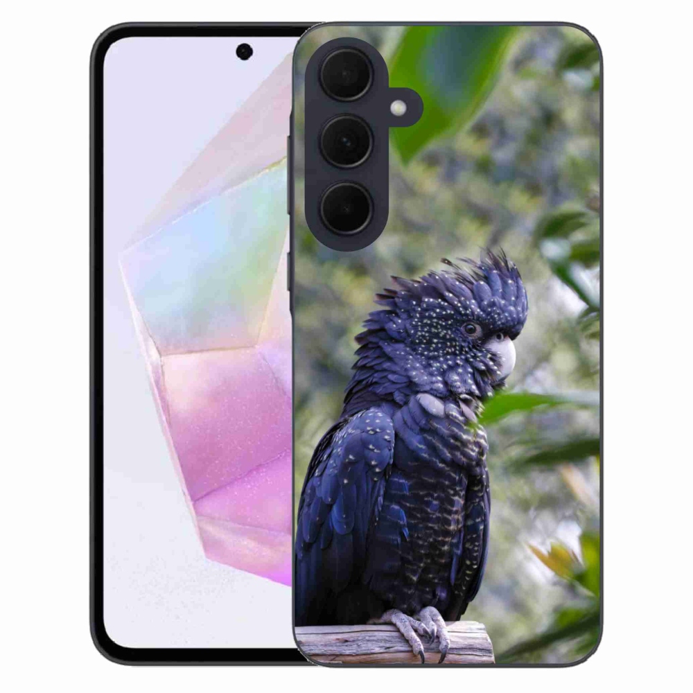 Gelový kryt mmCase na Samsung Galaxy A35 5G - papoušek kakadu černý
