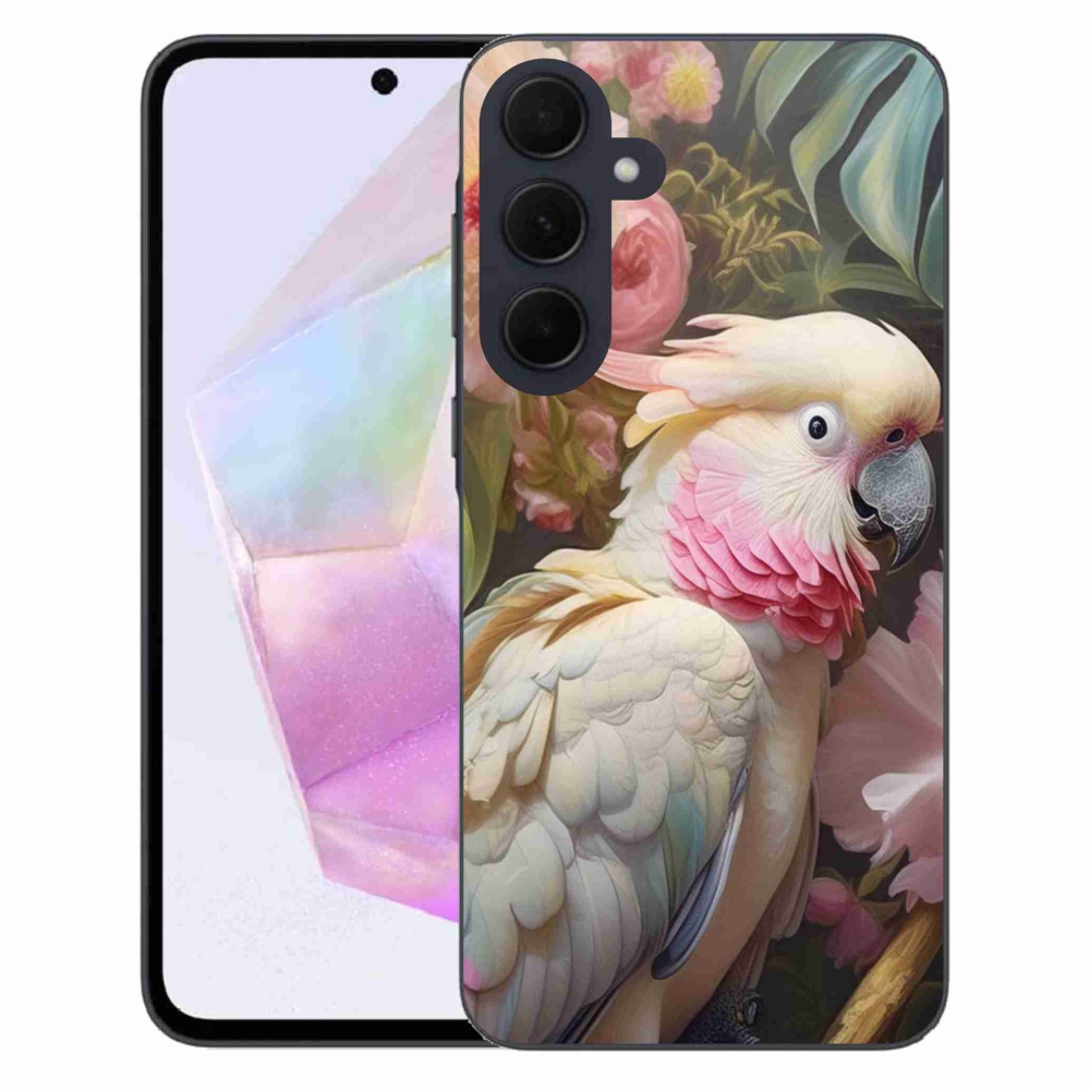 Gelový kryt mmCase na Samsung Galaxy A35 5G - papoušek kakadu růžový 2