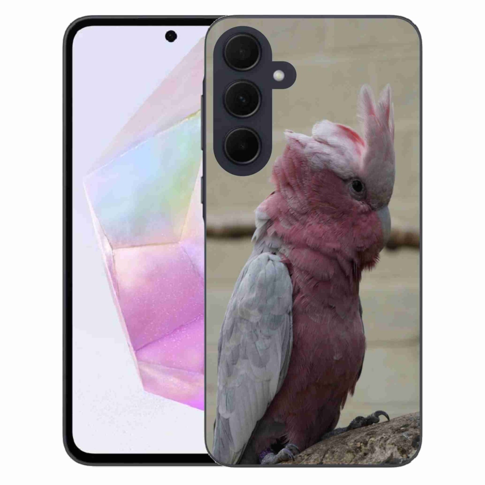 Gelový kryt mmCase na Samsung Galaxy A35 5G - papoušek kakadu růžový