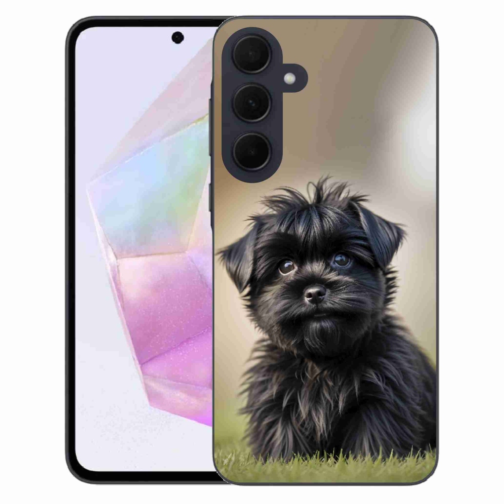 Gelový kryt mmCase na Samsung Galaxy A35 5G - roztomilý černý pejsek