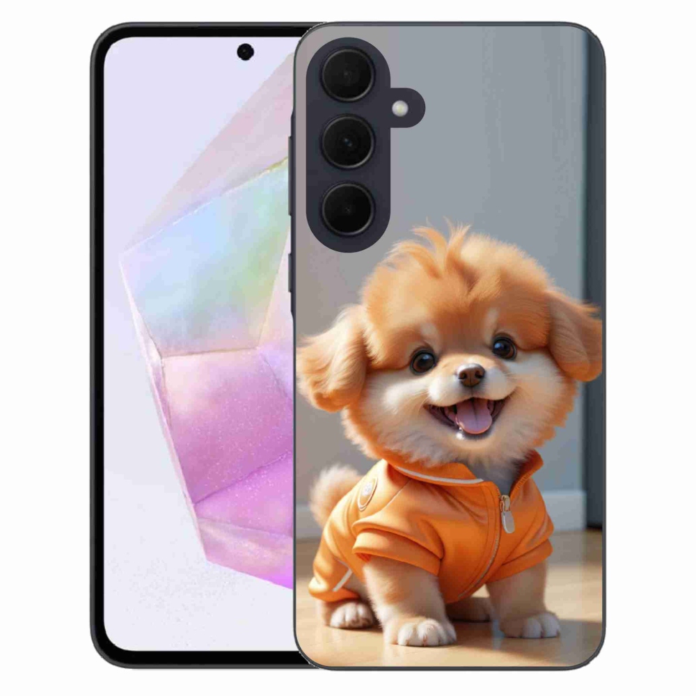 Gelový kryt mmCase na Samsung Galaxy A35 5G - roztomilý pomeranian v mikině