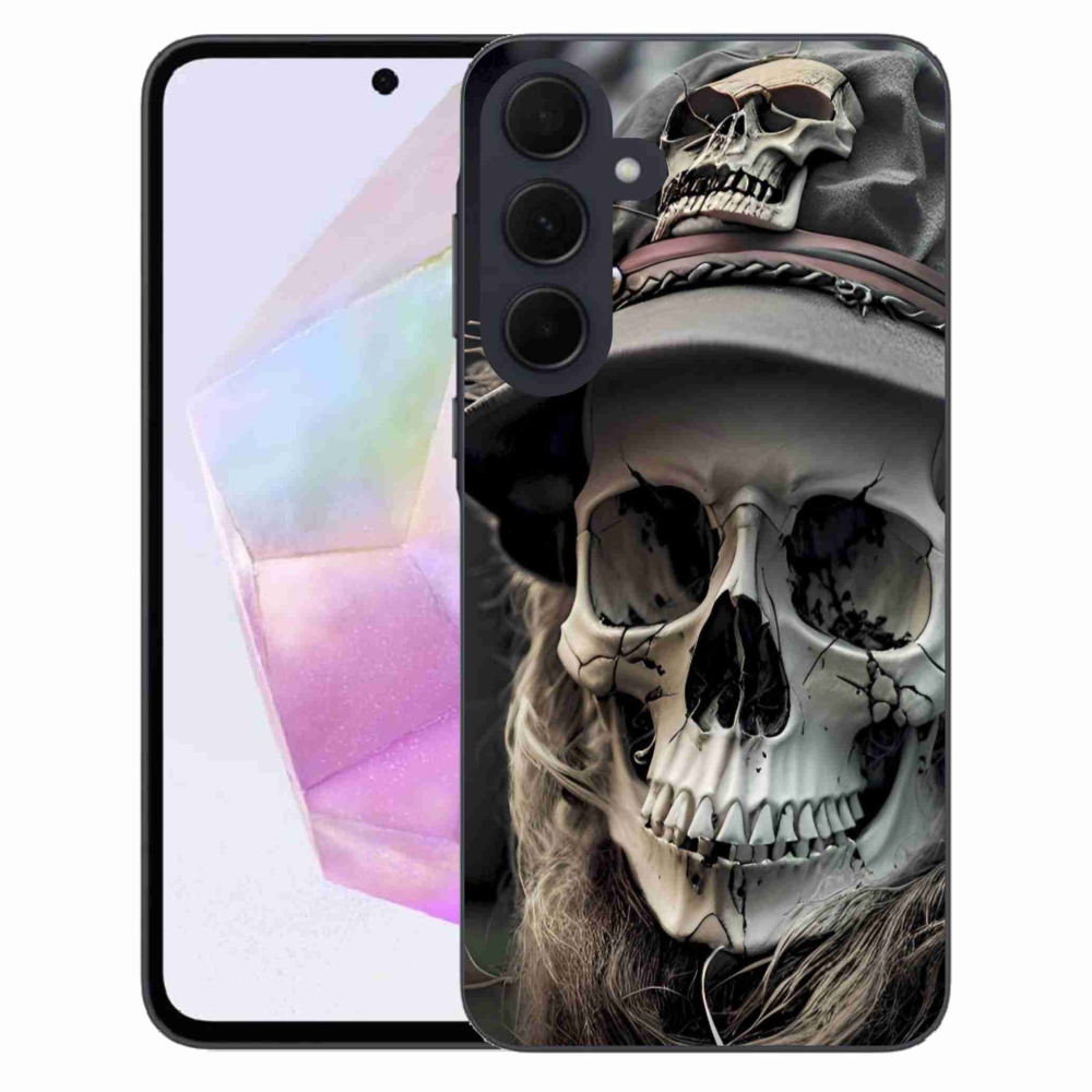 Gelový kryt mmCase na Samsung Galaxy A35 5G - temná lebka