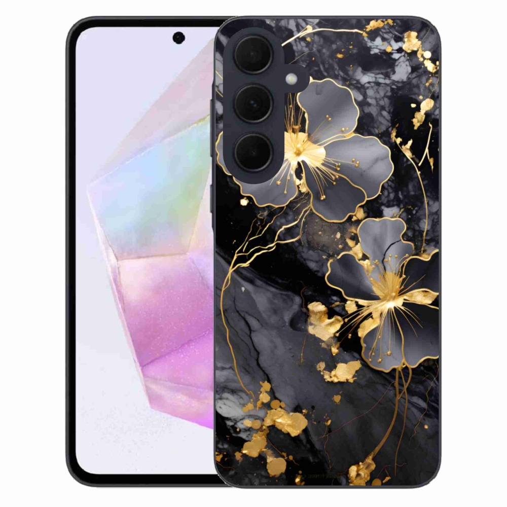 Gelový kryt mmCase na Samsung Galaxy A35 5G - zlaté květy