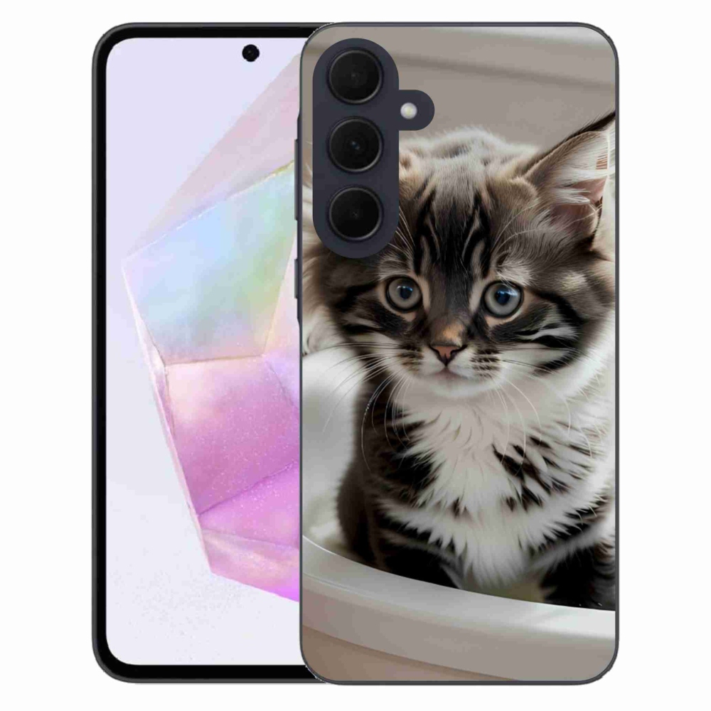 Gelový kryt mmCase na Samsung Galaxy A35 5G - zvědavé kotě