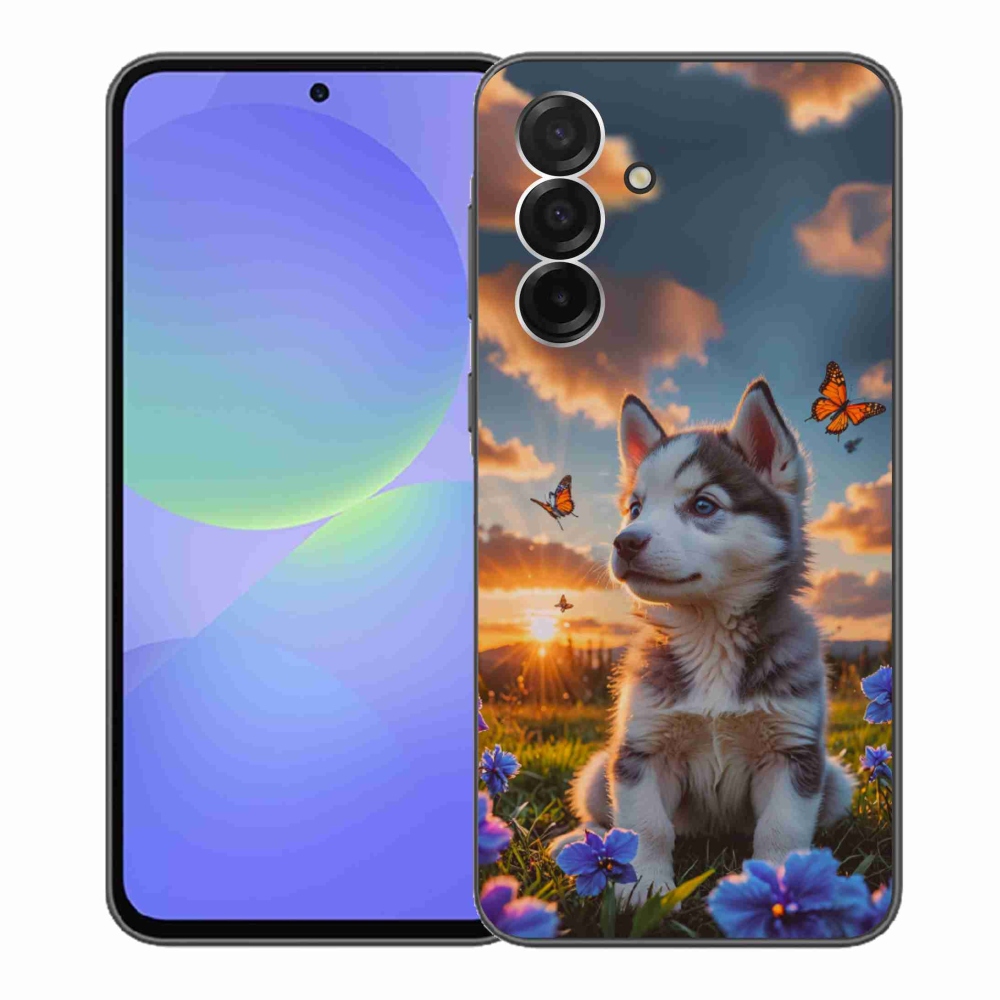 Gelový kryt mmCase na Samsung Galaxy A36 5G - husky při západu slunce