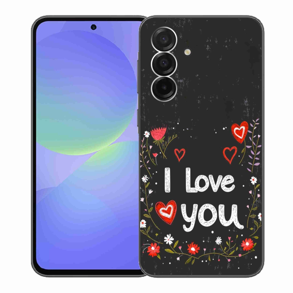 Gelový kryt mmCase na Samsung Galaxy A36 5G - I love you černé pozadí