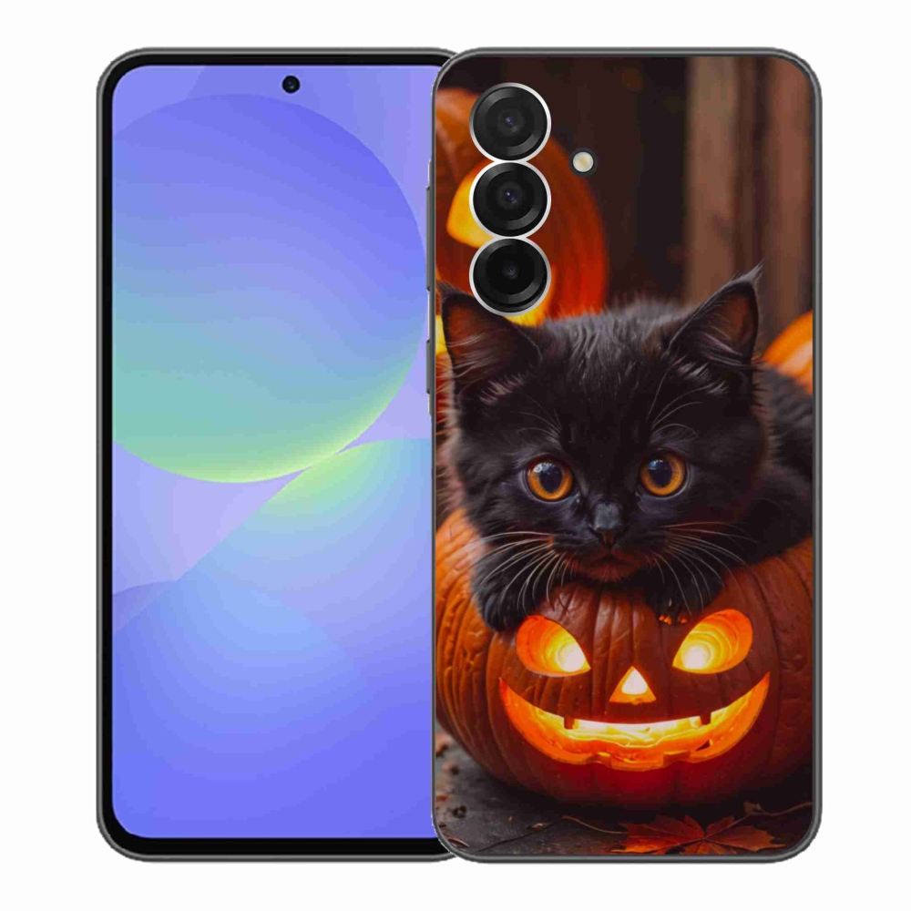 Gelový kryt mmCase na Samsung Galaxy A36 5G - kotě a dýně