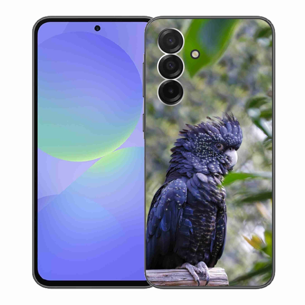Gelový kryt mmCase na Samsung Galaxy A36 5G - papoušek kakadu černý