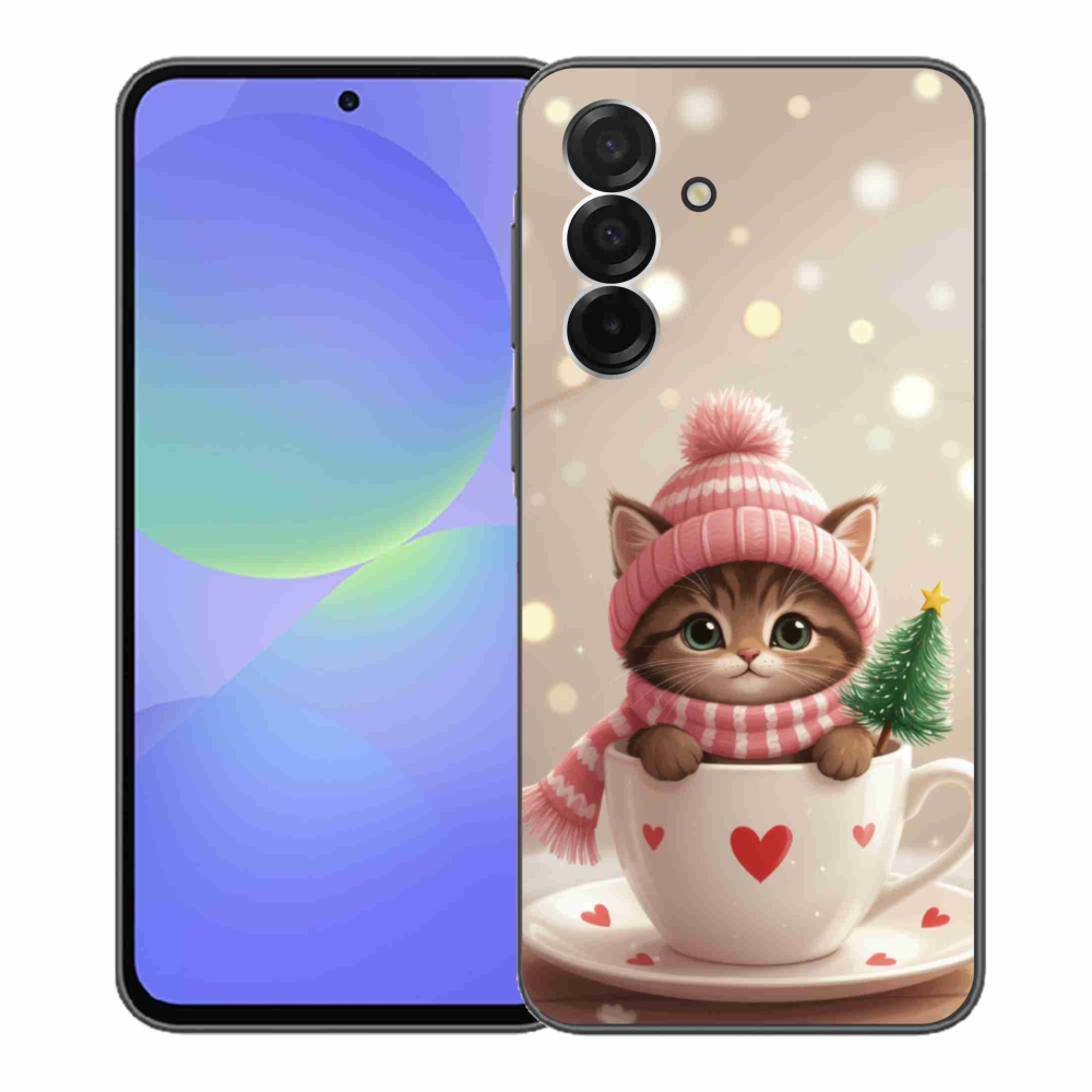 Gelový kryt mmCase na Samsung Galaxy A36 5G - vánoční kotě v hrnku