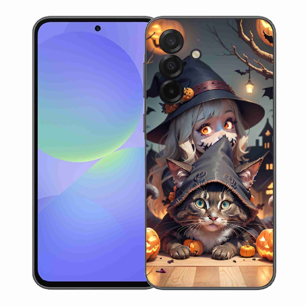 Gelový kryt mmCase na Samsung Galaxy A37 5G - čarodějnice s kočkou