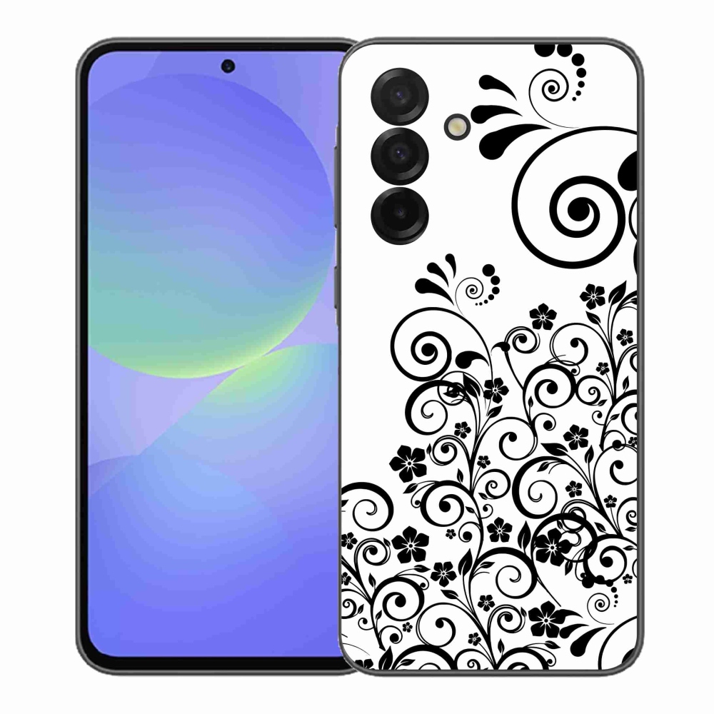 Gelový kryt mmCase na Samsung Galaxy A37 5G - černobílé květinové vzory