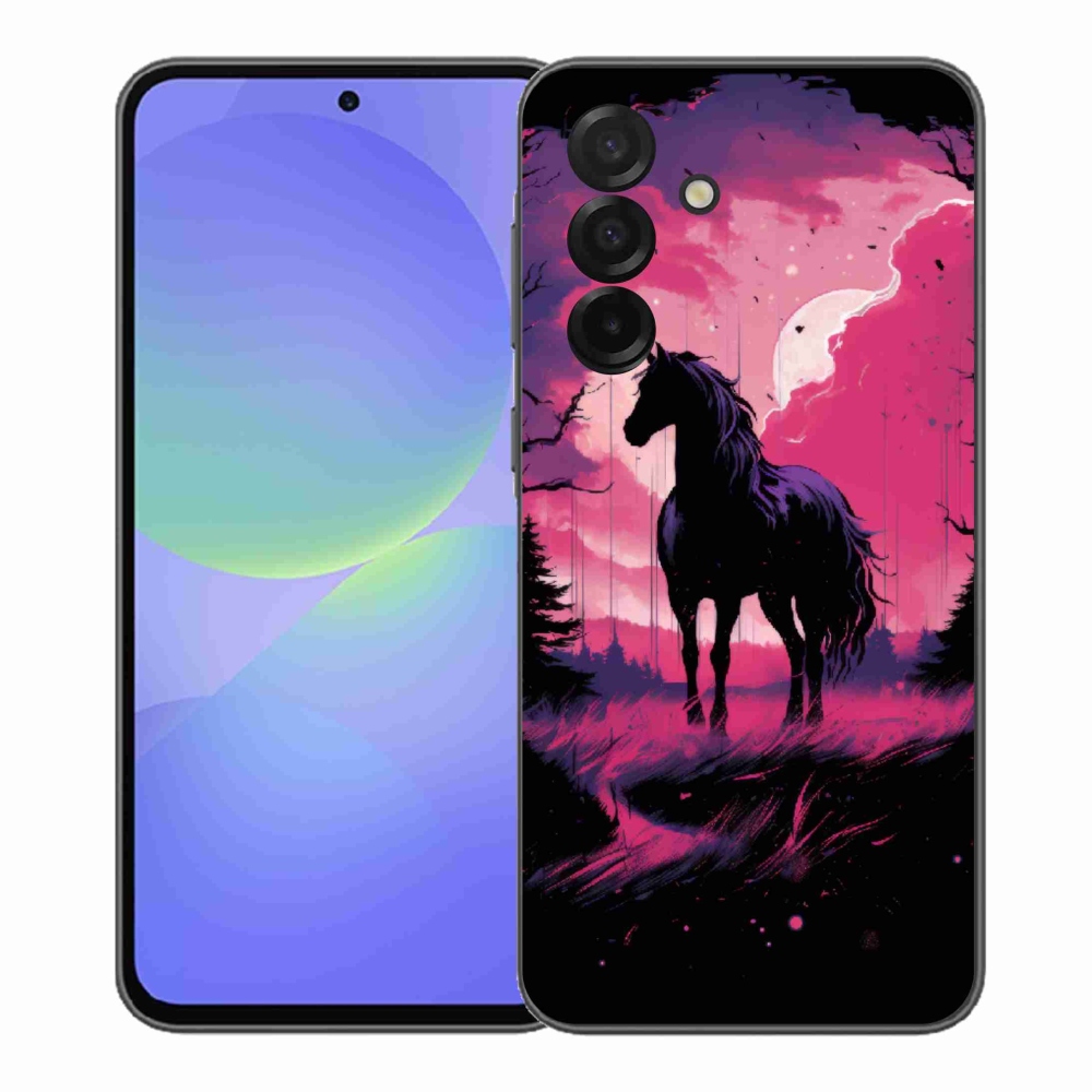 Gelový kryt mmCase na Samsung Galaxy A37 5G - černý kreslený kůň 1