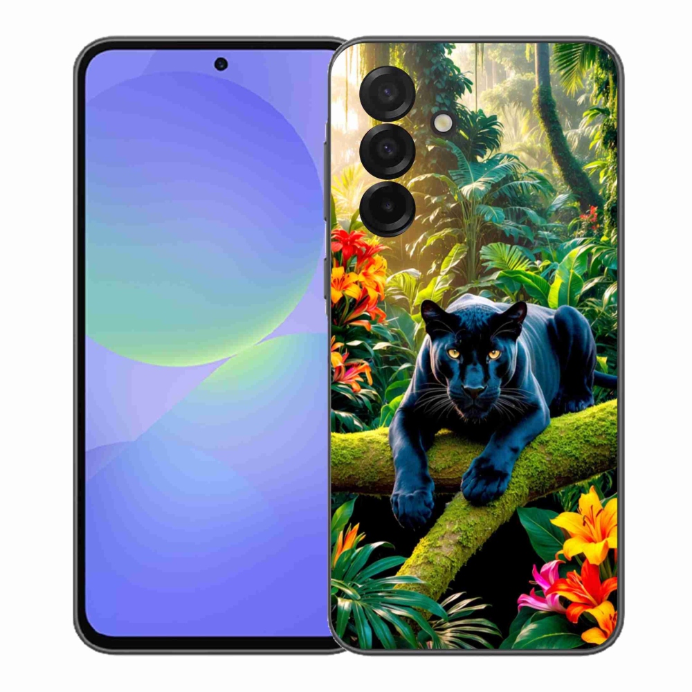 Gelový kryt mmCase na Samsung Galaxy A37 5G - černý panter v džungli