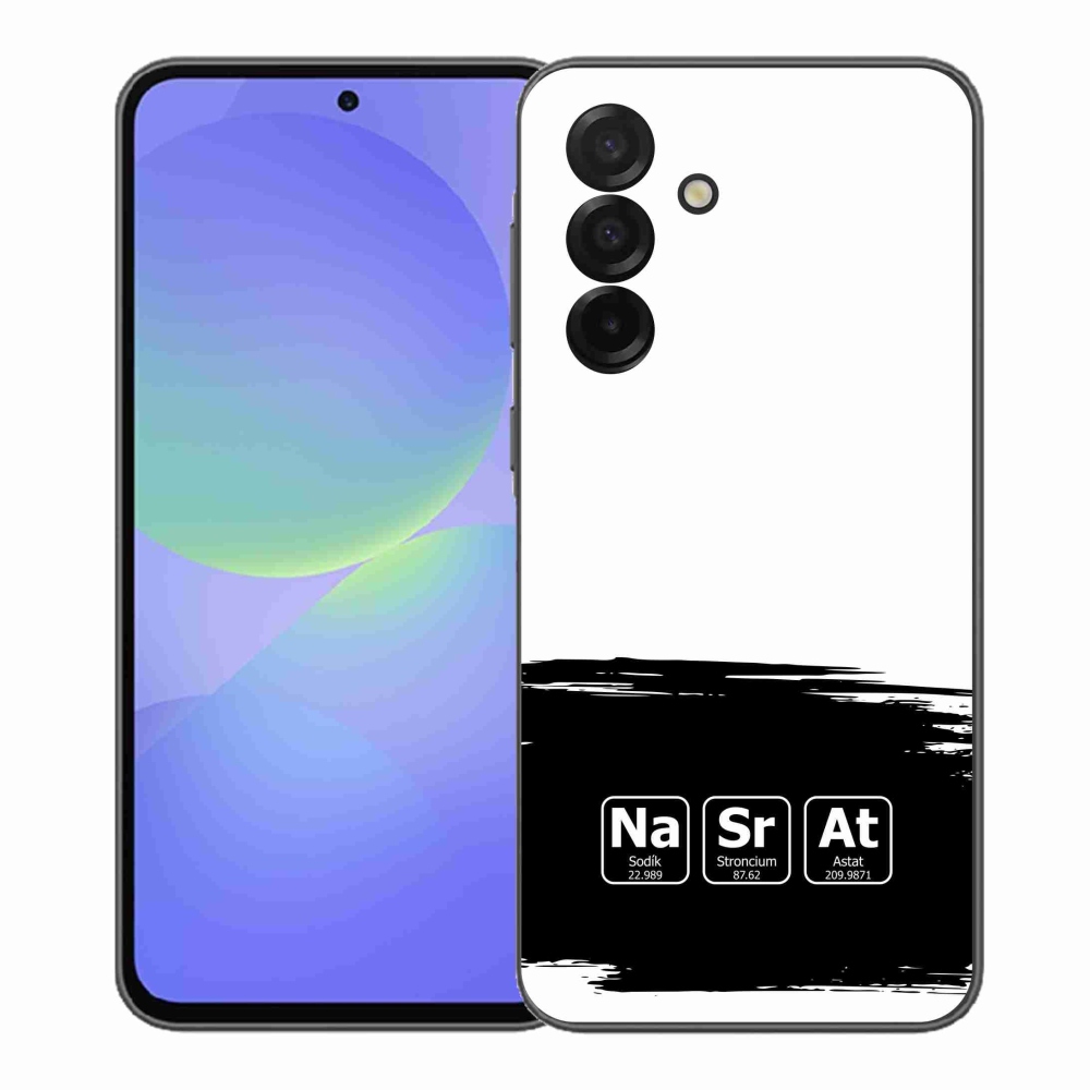 Gelový kryt mmCase na Samsung Galaxy A37 5G - chemické prvky černobílé pozadí