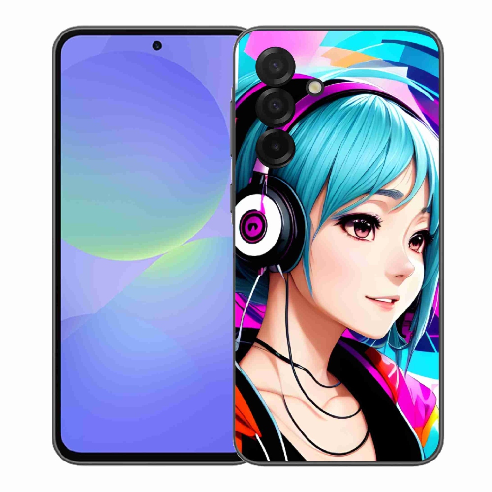 Gelový kryt mmCase na Samsung Galaxy A37 5G - dívka se sluchátky