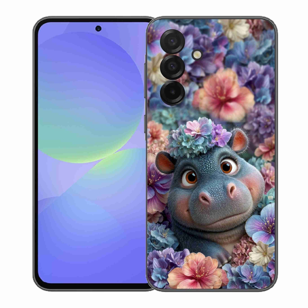 Gelový kryt mmCase na Samsung Galaxy A37 5G - hrošík v květinách