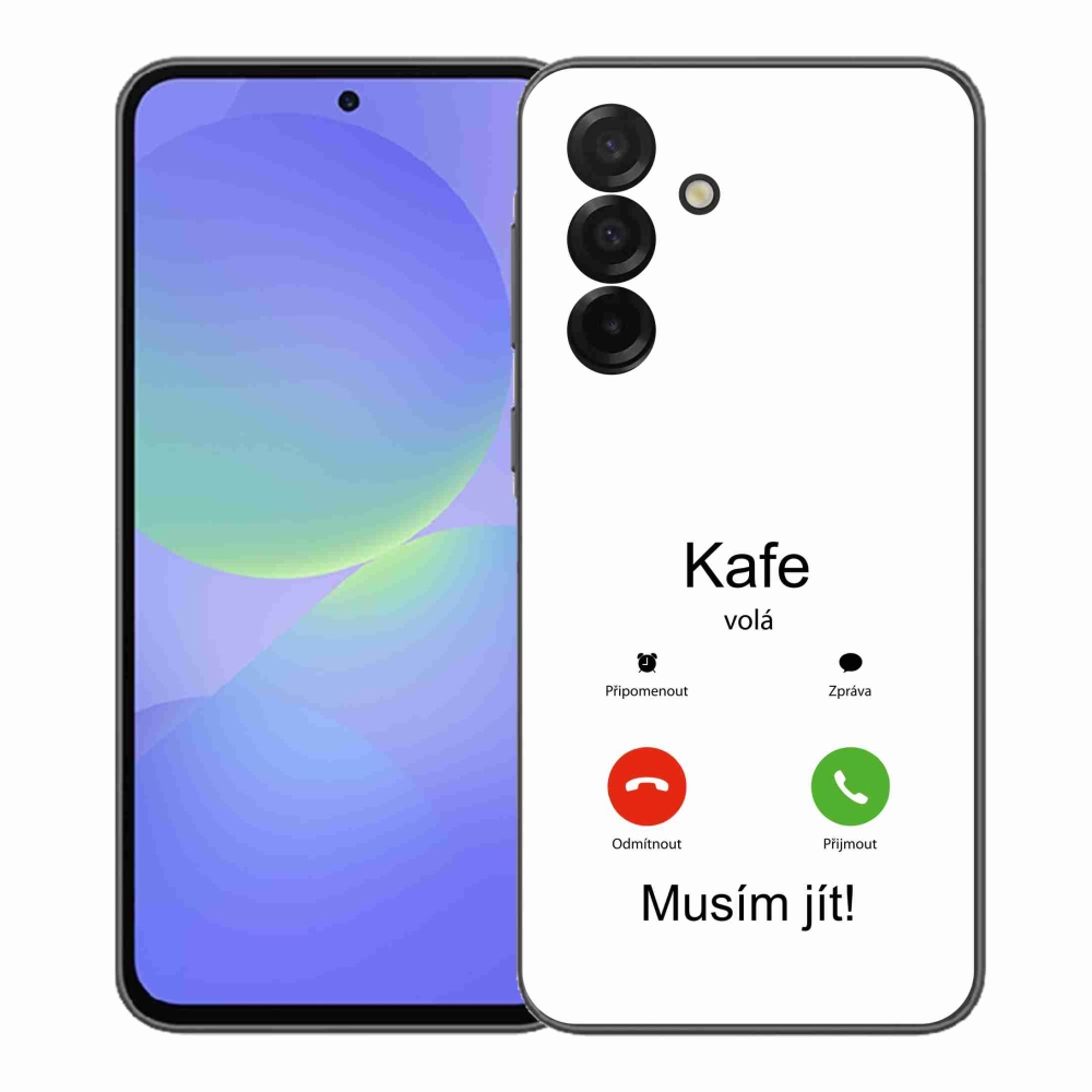 Gelový kryt mmCase na Samsung Galaxy A37 5G - kafe volá bílé pozadí