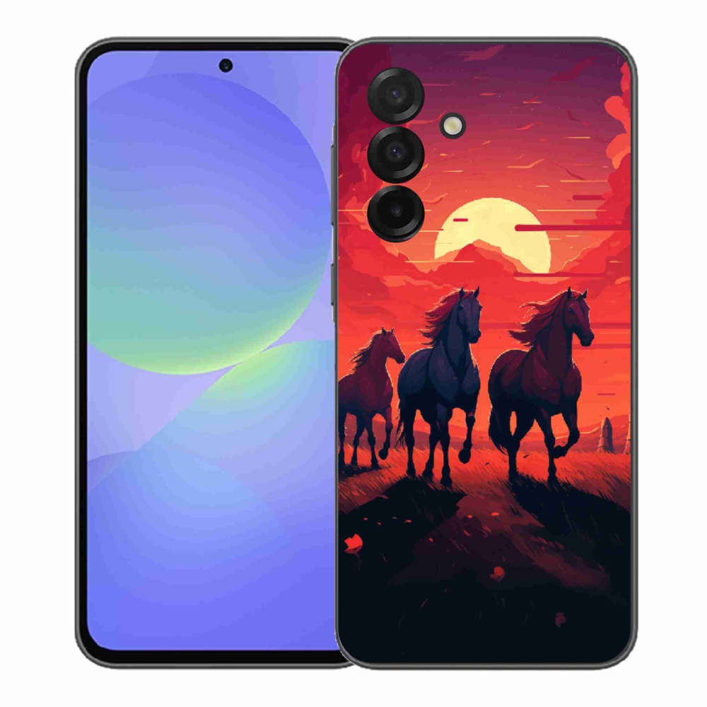 Gelový kryt mmCase na Samsung Galaxy A37 5G - koně a západ slunce