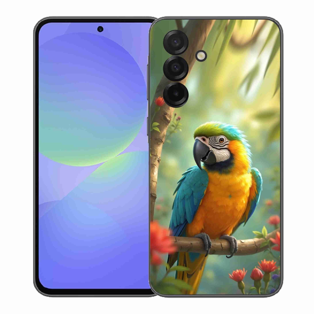 Gelový kryt mmCase na Samsung Galaxy A37 5G - papoušek ara modrožlutá