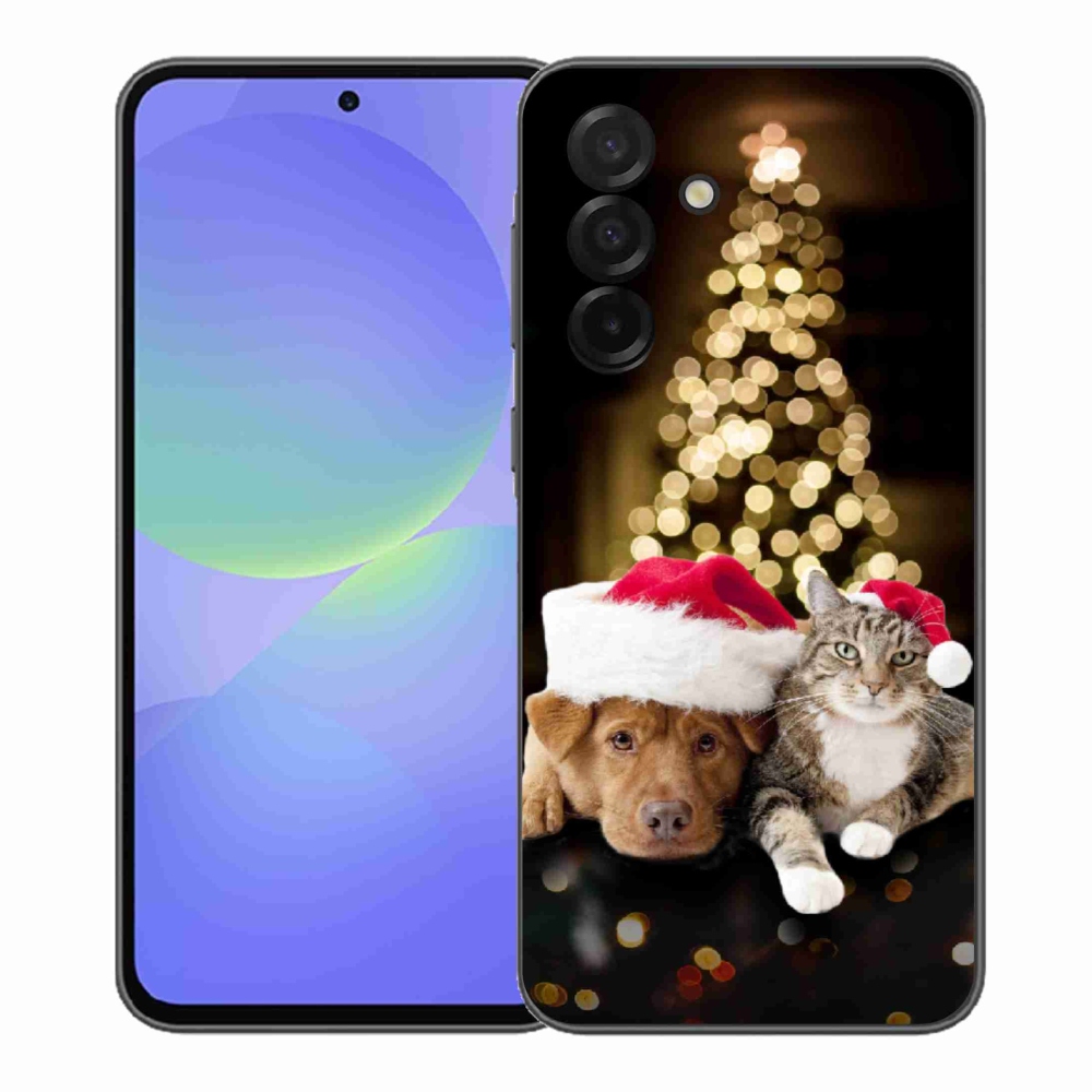 Gelový kryt mmCase na Samsung Galaxy A37 5G - vánoční pes a kočka