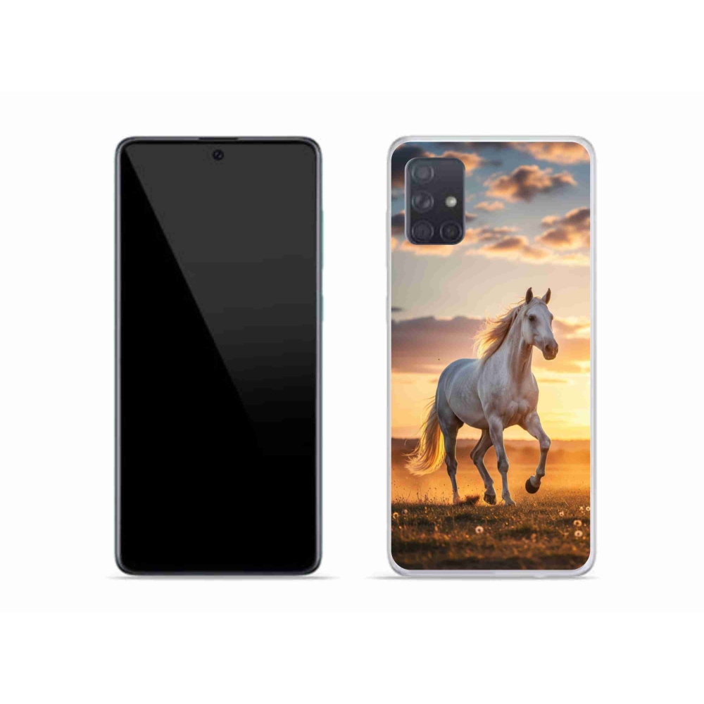 Gelový kryt mmCase na Samsung Galaxy A51 - běžící bílý kůň 2