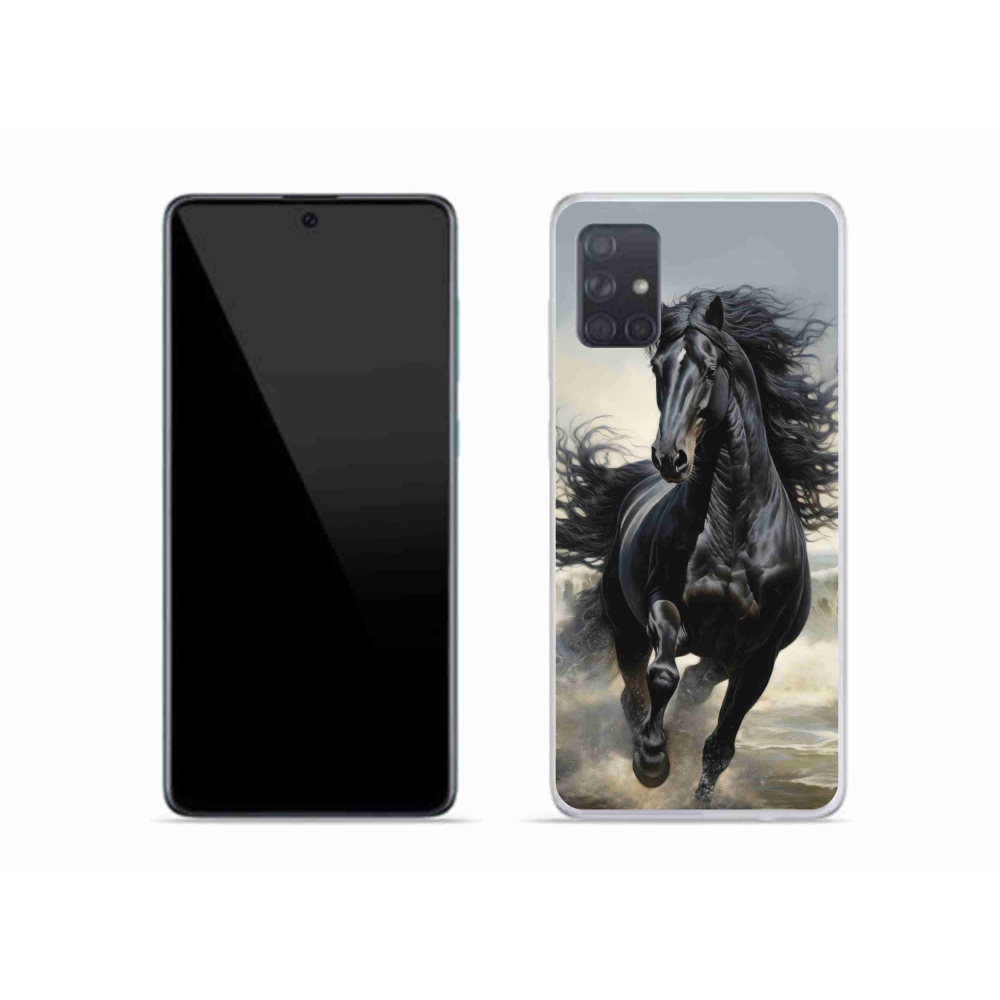 Gelový kryt mmCase na Samsung Galaxy A51 - běžící černý kůň