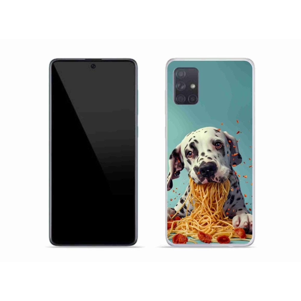 Gelový kryt mmCase na Samsung Galaxy A51 - dalmatin a špagety