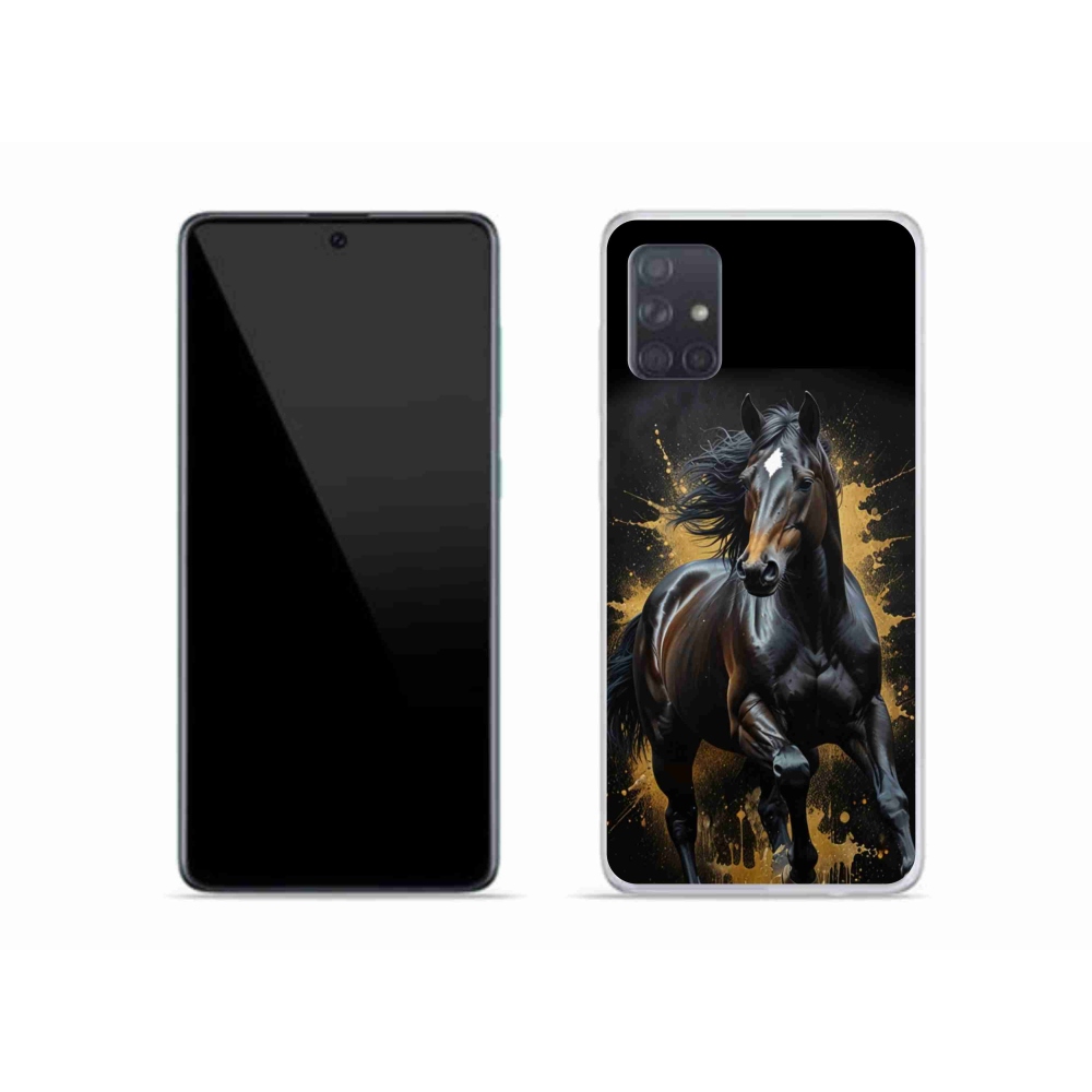 Gelový kryt mmCase na Samsung Galaxy A51 - elegantní černý hřebec