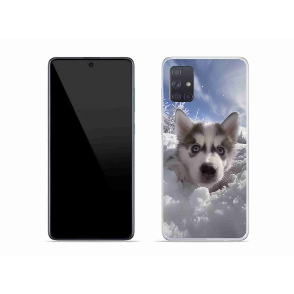 Gelový kryt mmCase na Samsung Galaxy A51 - husky ve sněhu