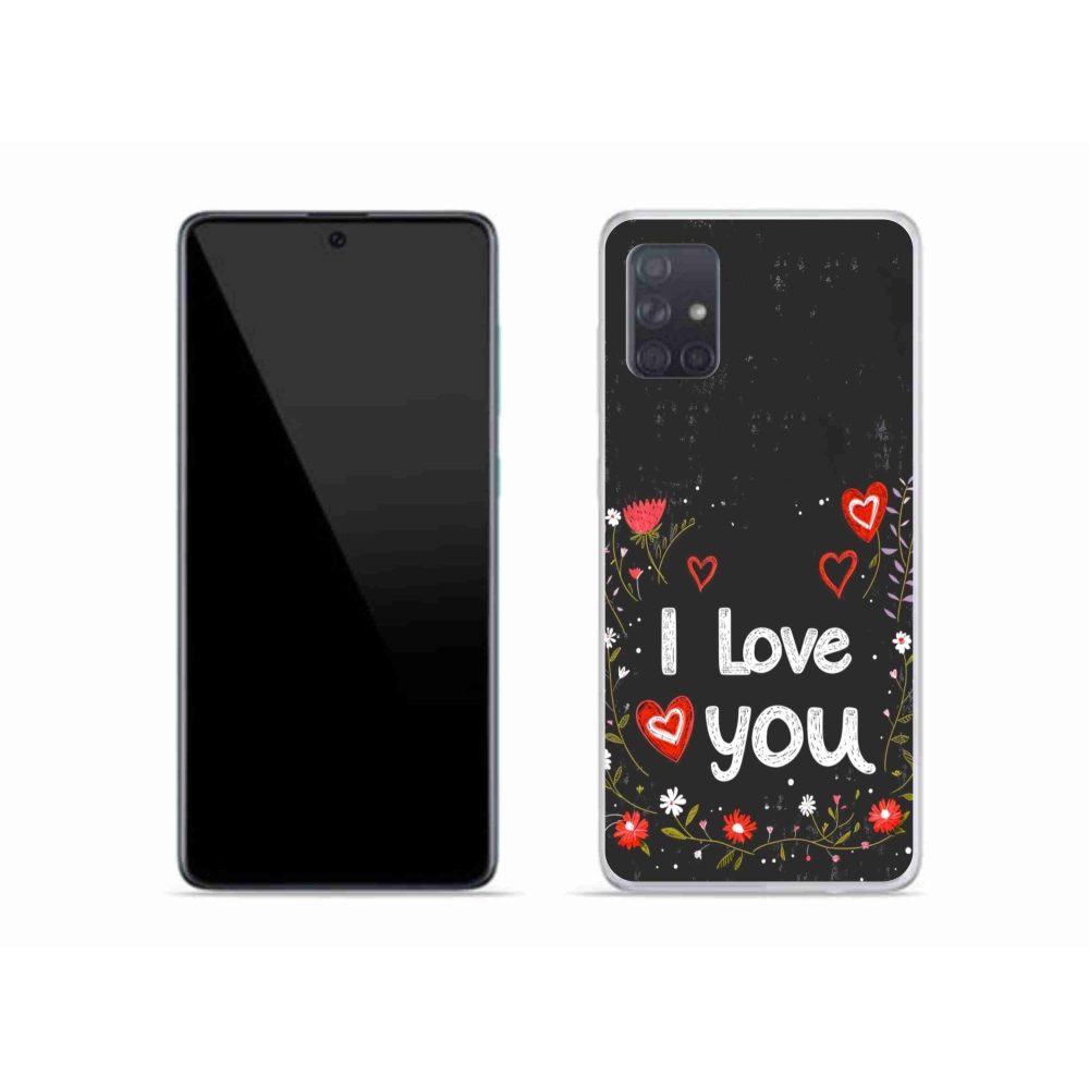 Gelový kryt mmCase na Samsung Galaxy A51 - I love you černé pozadí