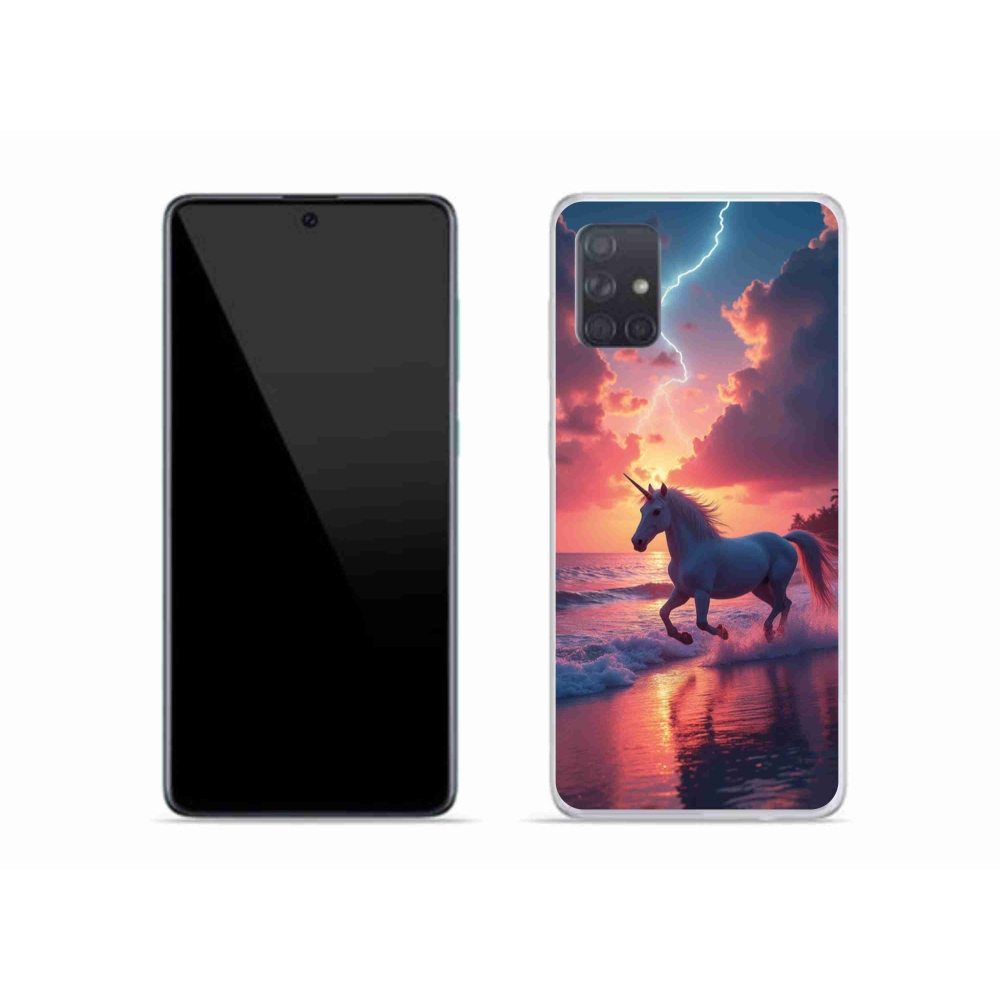 Gelový kryt mmCase na Samsung Galaxy A51 - jednorožec na pláži