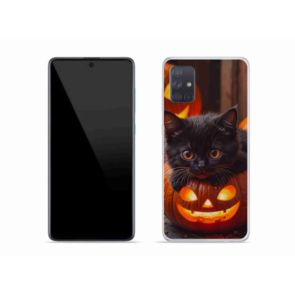 Gelový kryt mmCase na Samsung Galaxy A51 - kotě a dýně