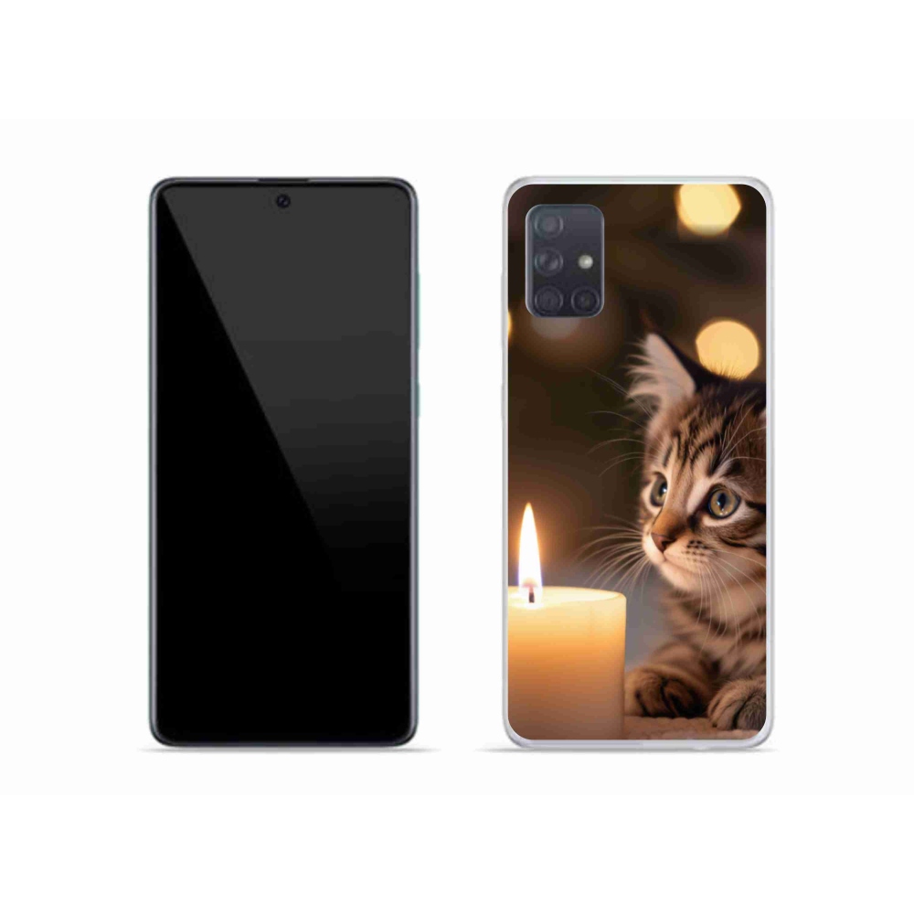 Gelový kryt mmCase na Samsung Galaxy A51 - kotě a svíčka