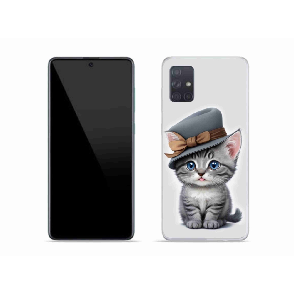 Gelový kryt mmCase na Samsung Galaxy A51 - kotě s kloboukem