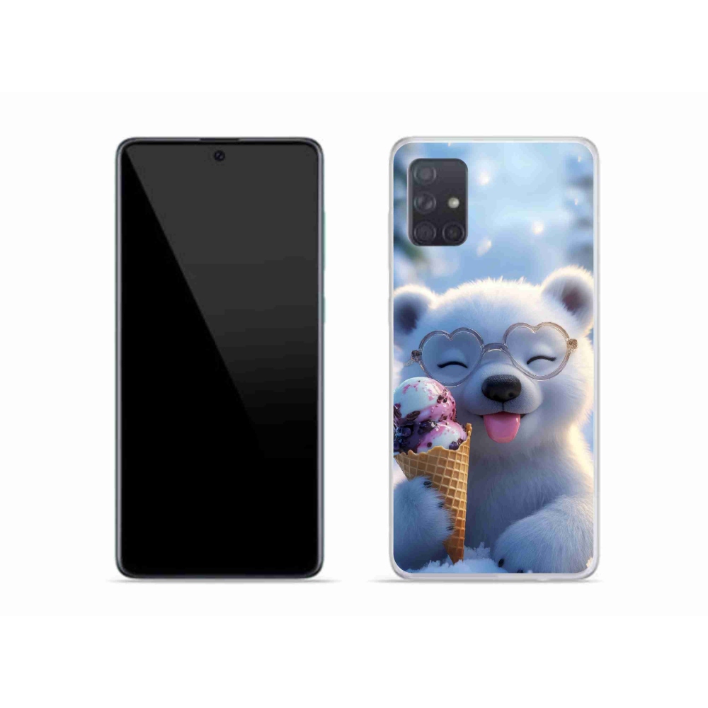 Gelový kryt mmCase na Samsung Galaxy A51 - medvídek se zmrzlinou