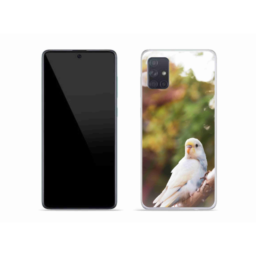 Gelový kryt mmCase na Samsung Galaxy A51 - papoušek andulka bílá