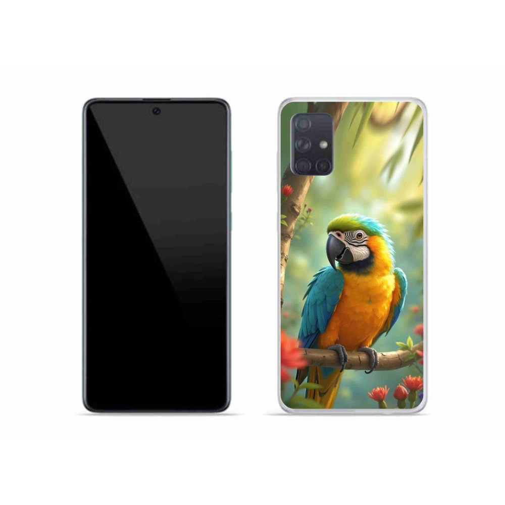 Gelový kryt mmCase na Samsung Galaxy A51 - papoušek ara modrožlutá