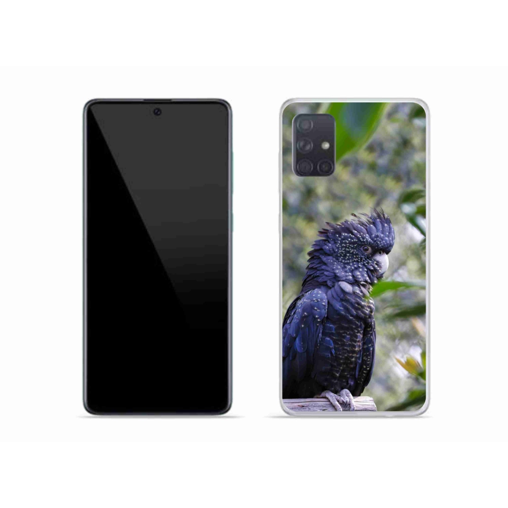 Gelový kryt mmCase na Samsung Galaxy A51 - papoušek kakadu černý