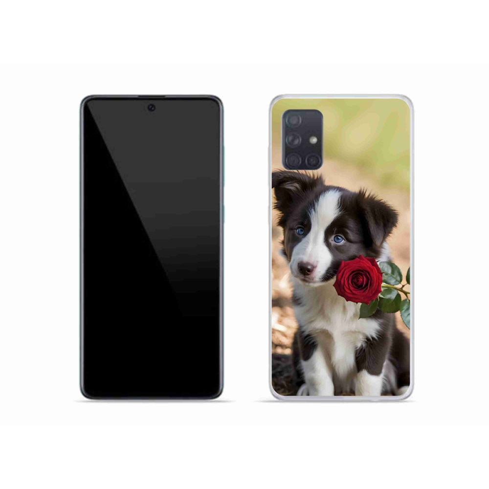 Gelový kryt mmCase na Samsung Galaxy A51 - roztomilá border kolie s růží
