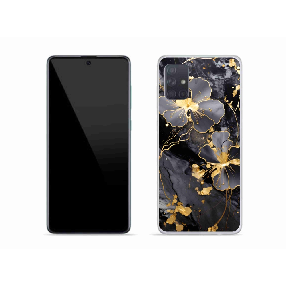 Gelový kryt mmCase na Samsung Galaxy A51 - zlaté květy